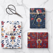 Padrão de Motif Floral Indiano Colorido Antiquado