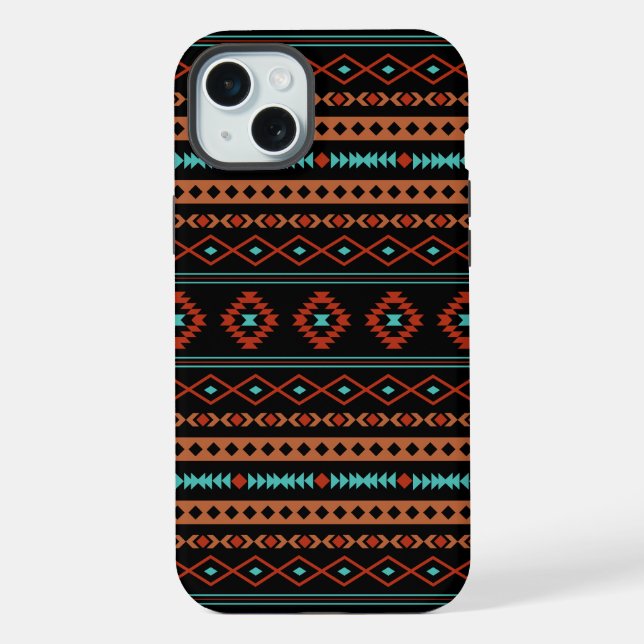 Padrão de Motivos Mistos Azul Turquesa e Ferrugem  (Verso)