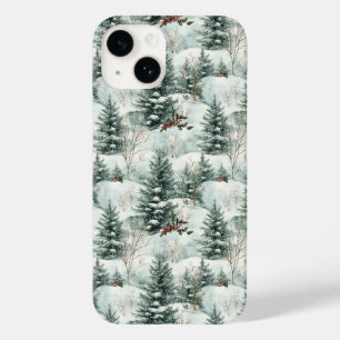 Padrão de Natal com Floresta de Neve e Pinheiros