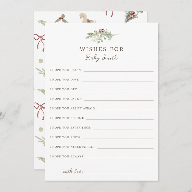 Padrão De Natal Deseja Um Cartão De Bebê (Frente/Verso)