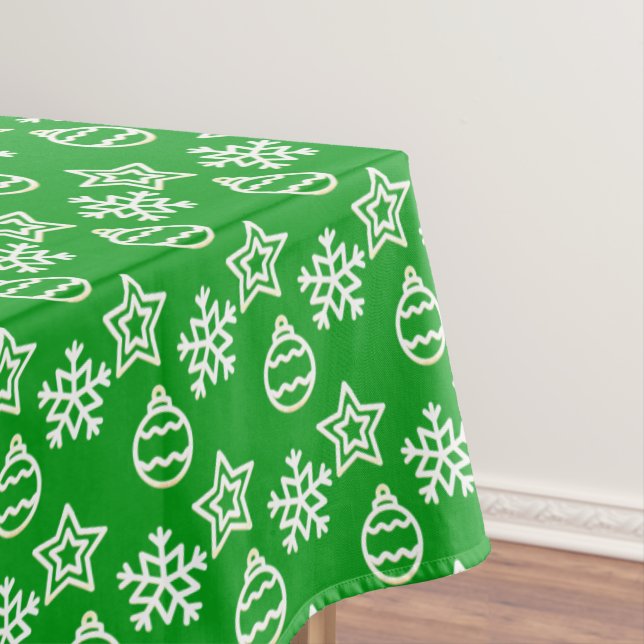 Padrão de Natal Elegante em Toalha de Mesa Verde (Posição Original)