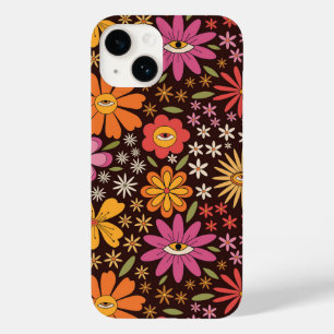 Padrão de Olho de Flores Groovy Psicodélico Hippie