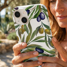 Padrão de oliveira country francês em aquarela ver