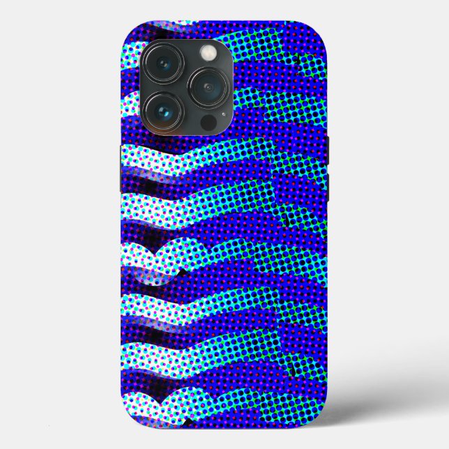 Padrão de Onda abstrato Funky Colorido Verde Azul (Verso)