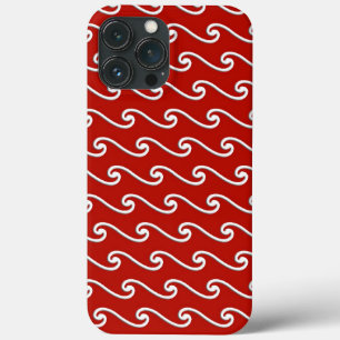 Padrão de onda chinês - branco no vermelho profund