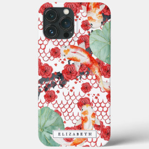 Padrão de Onda Floral Seigaiha Monograma de Peixe