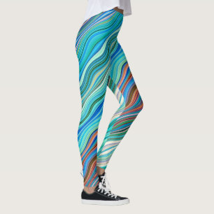 Padrão de Ondas de Abstrato de Vintage Legging