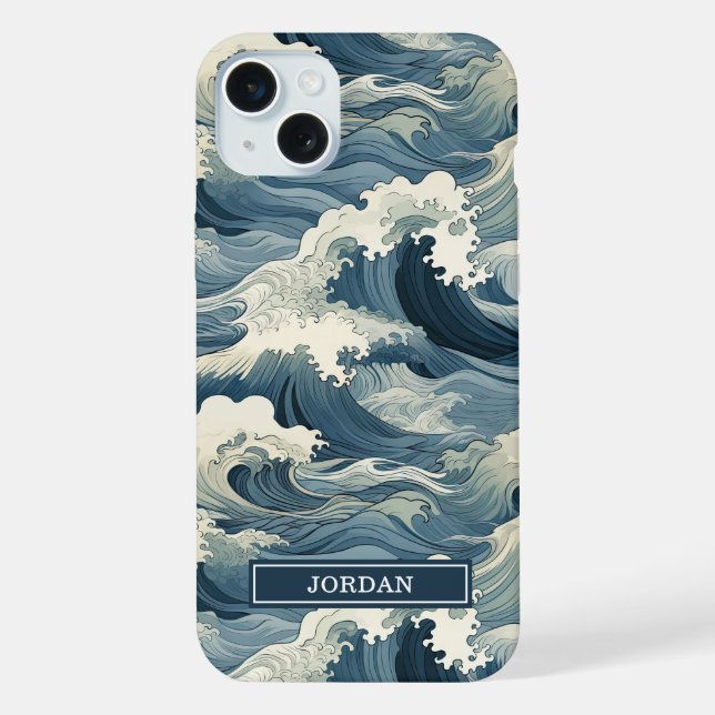 Padrão de Ondas Japonesas Monogramado (Verso)