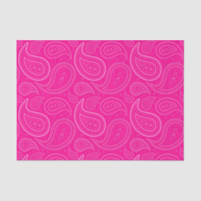 Padrão de Paisley Branco no Papel Tecido Rosa-Quen (Frente )