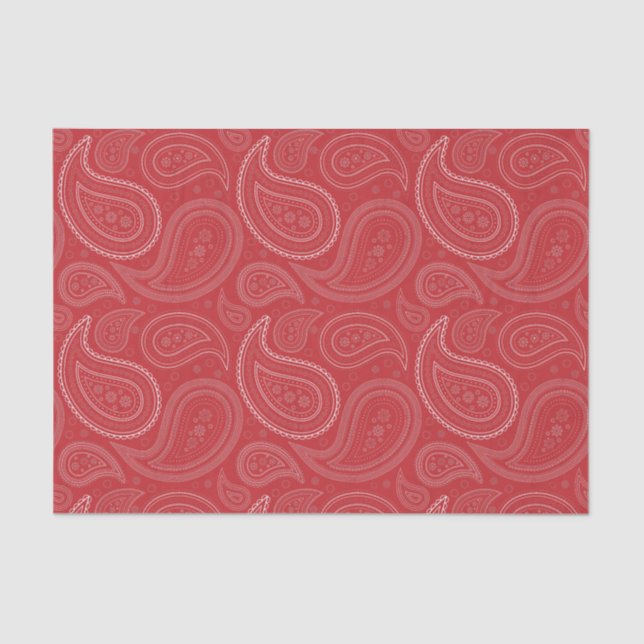 Padrão de Paisley Branco no Papel Vermelho Escuro (Frente )