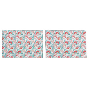 Padrão de Paisley Branco Vermelho e Teal