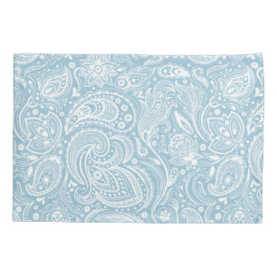 Padrão de Paisley Floral Azul-Elegante e Branco-Be