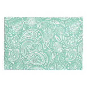 Padrão de Paisley Floral do Elegant White & Mint