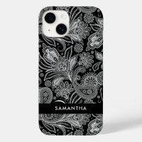Padrão de Paisley Motivo Islâmico Negro e Branco