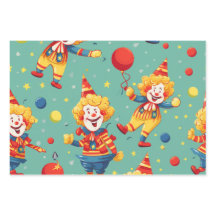 Padrão de Palhaços de Feliz Aniversário Vibrante