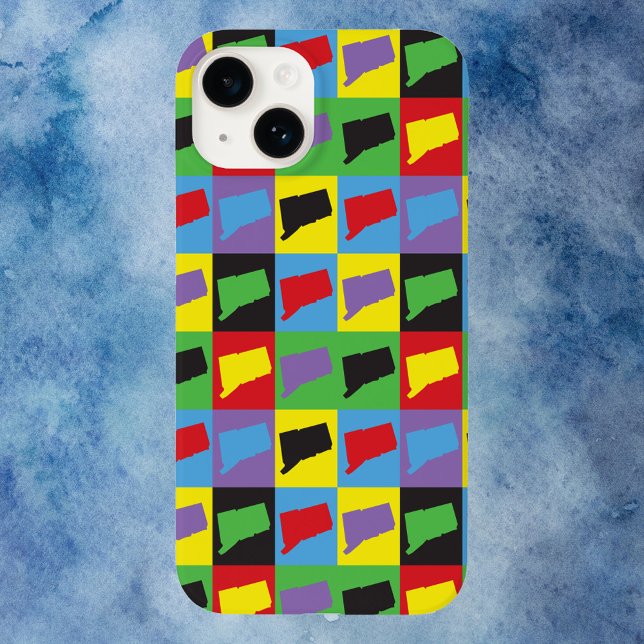 Padrão de Pop de Arte do Connecticut (An iphone case with a pop art pattern featuring the US state of Connecticut )