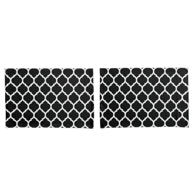 Padrão de Quatrefoil Branco-preto moderno marroqui (Frente - conjunto)