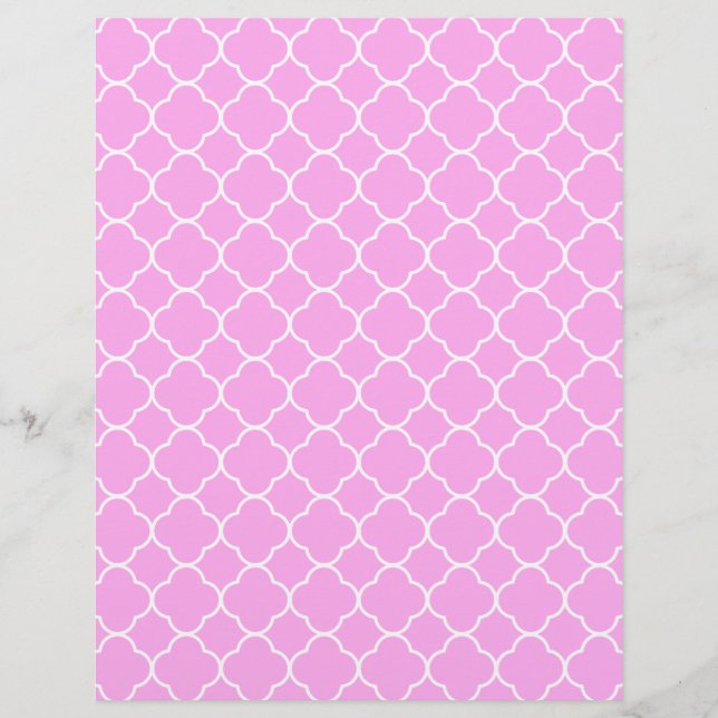 Padrão De Quatrefoil Cor-De-Rosa E Branco (Frente)