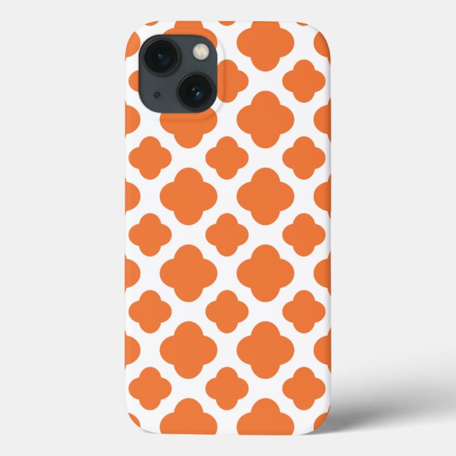 Padrão de Quatrefoil Laranja e Branco (Verso)