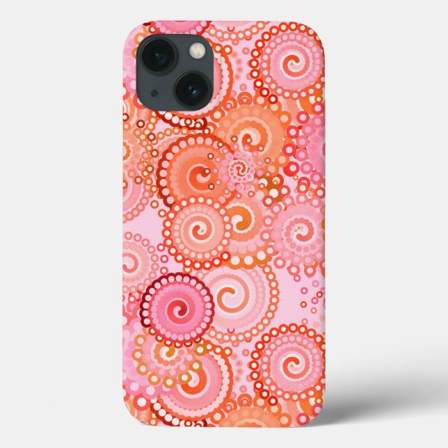 padrão de redemoinho fractal, coral e rosa (Verso)