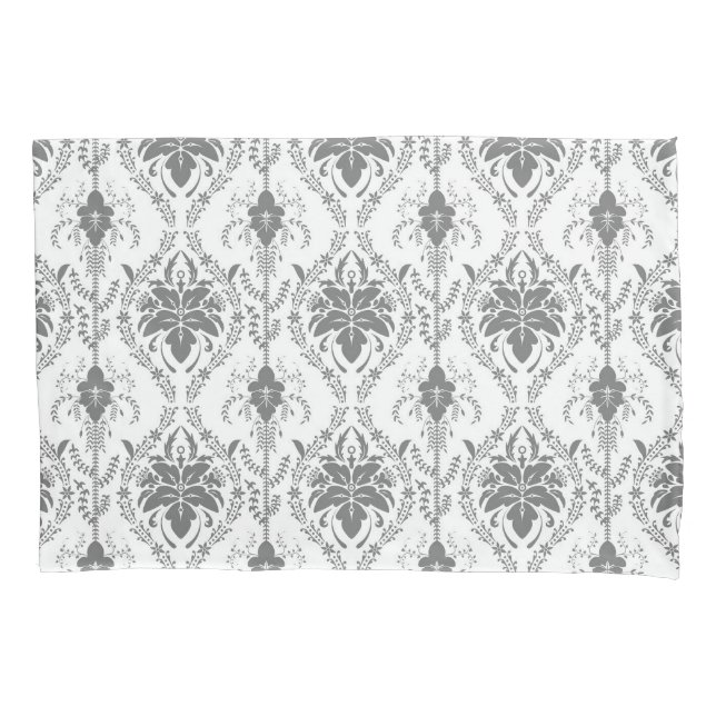 Padrão de renda Damask branco e cinza (Frente)