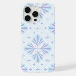 Padrão de Repetição Floral Geométrico Azul Pastel