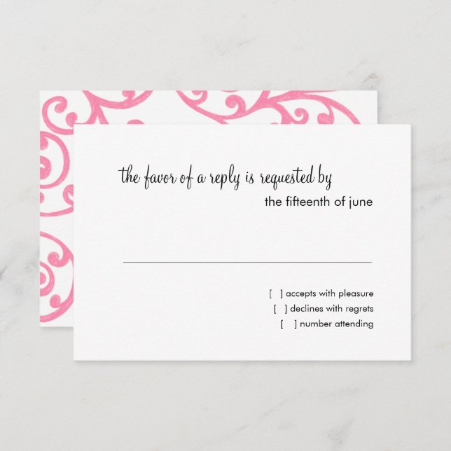 Padrão de rolagem da placa RSVP rosa (Frente/Verso)