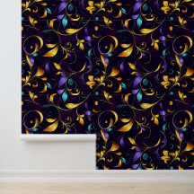 Padrão de rolagem floral de folhas luxuosas