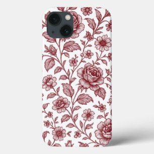 Padrão de Rosa da Vintage Vermelha Escura
