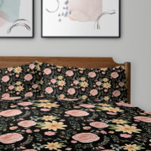 Padrão de Rosa de flor selvagem do legante preto