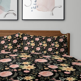 Padrão de Rosa de flor selvagem do legante preto