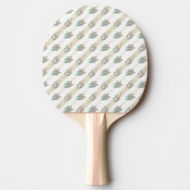 Padrão de Rosa Vintage - Raquete de Ping Pong (Frente)
