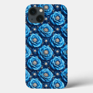 Padrão de rosas 3d azuis