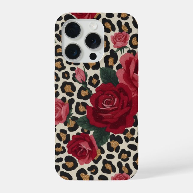 Padrão de Rosas Vermelhas Leopardo (Verso)