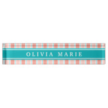 Padrão de Stripe Branca Azul Rosa com Nome