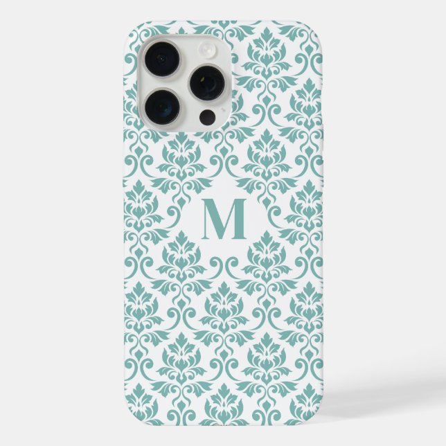 Padrão de Teal Feuille Damask (Personalizado) (Verso)