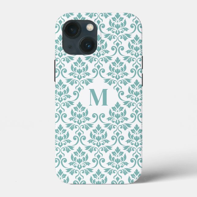 Padrão de Teal Feuille Damask (Personalizado) (Verso)
