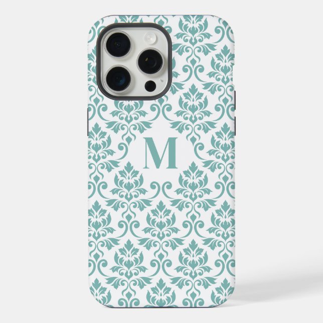 Padrão de Teal Feuille Damask (Personalizado) (Verso)