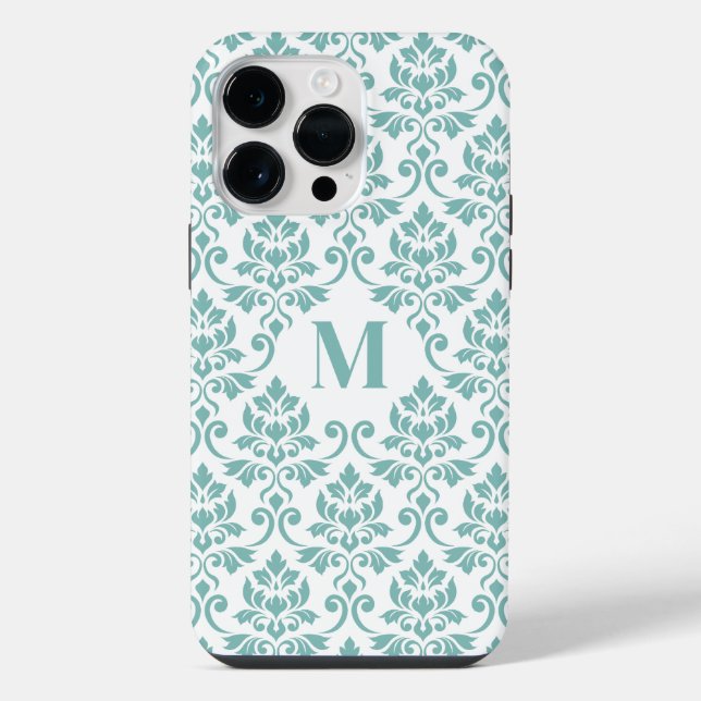 Padrão de Teal Feuille Damask (Personalizado) (Verso)