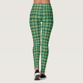 Padrão de tecelagem verde em leggings personalizad