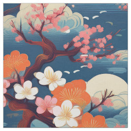 Padrão de tecido do estilo Kimono sakura bonsai