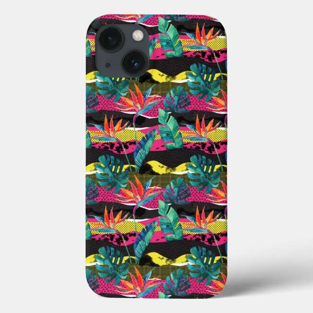 Padrão de Textura Tropical Neon Abstrato (Verso)