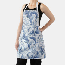 Padrão de Toalete de País Francês Azul Monograma