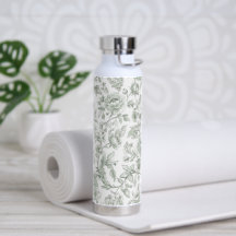 Padrão de Toile Vintage Floral Verde Salvia