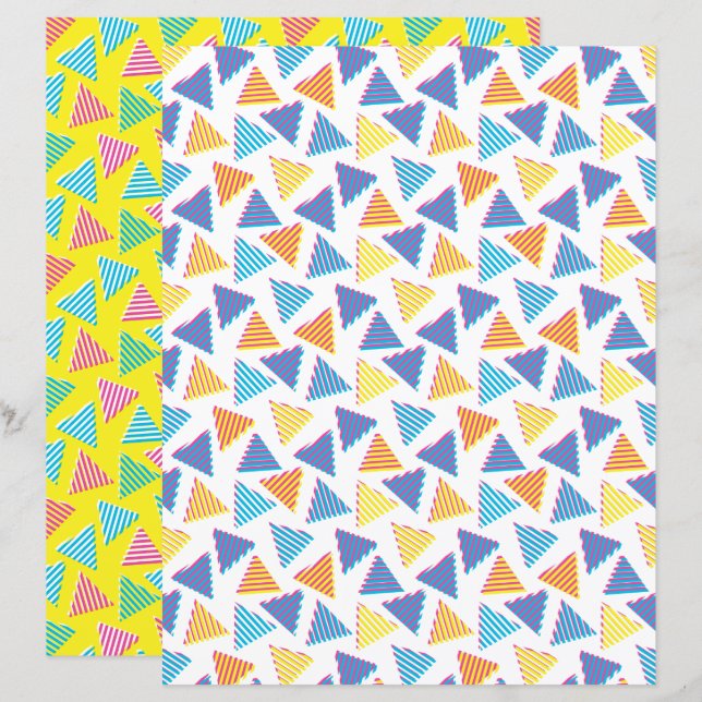 Padrão de triângulo retrô neon do anos 80/90 (Frente/Verso)