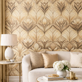 Padrão de Tulipa Art Déco em Dourado e Sepia