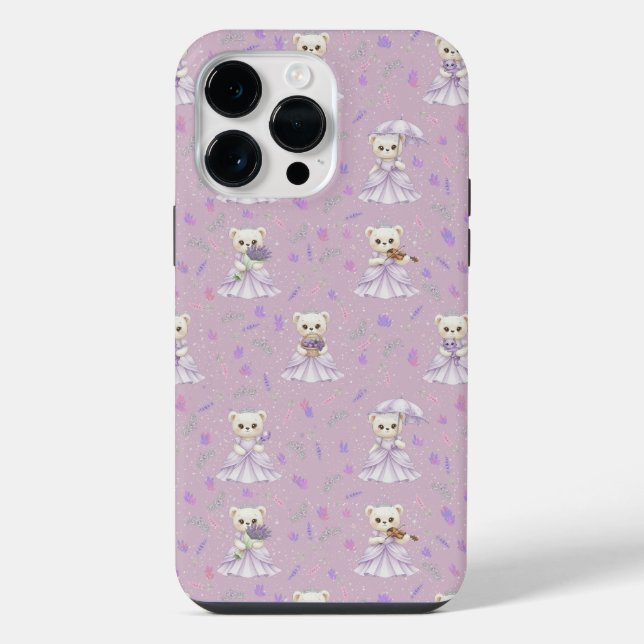 Padrão de Urso Princesa Lavanda Fofa (Verso)