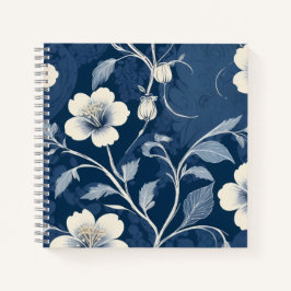 Padrão de Videira Floral Cottage Azul Empoeirado
