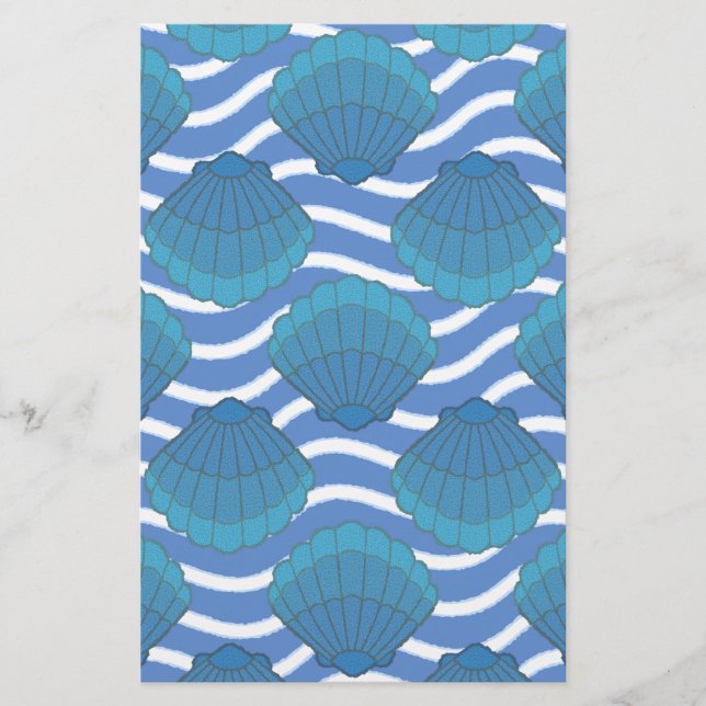 Padrão De Vintage Seashell E Ondas (Frente)