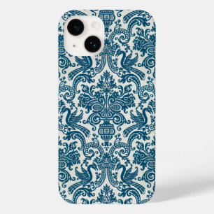 Padrão de Vintagem Floral Azul e Branco